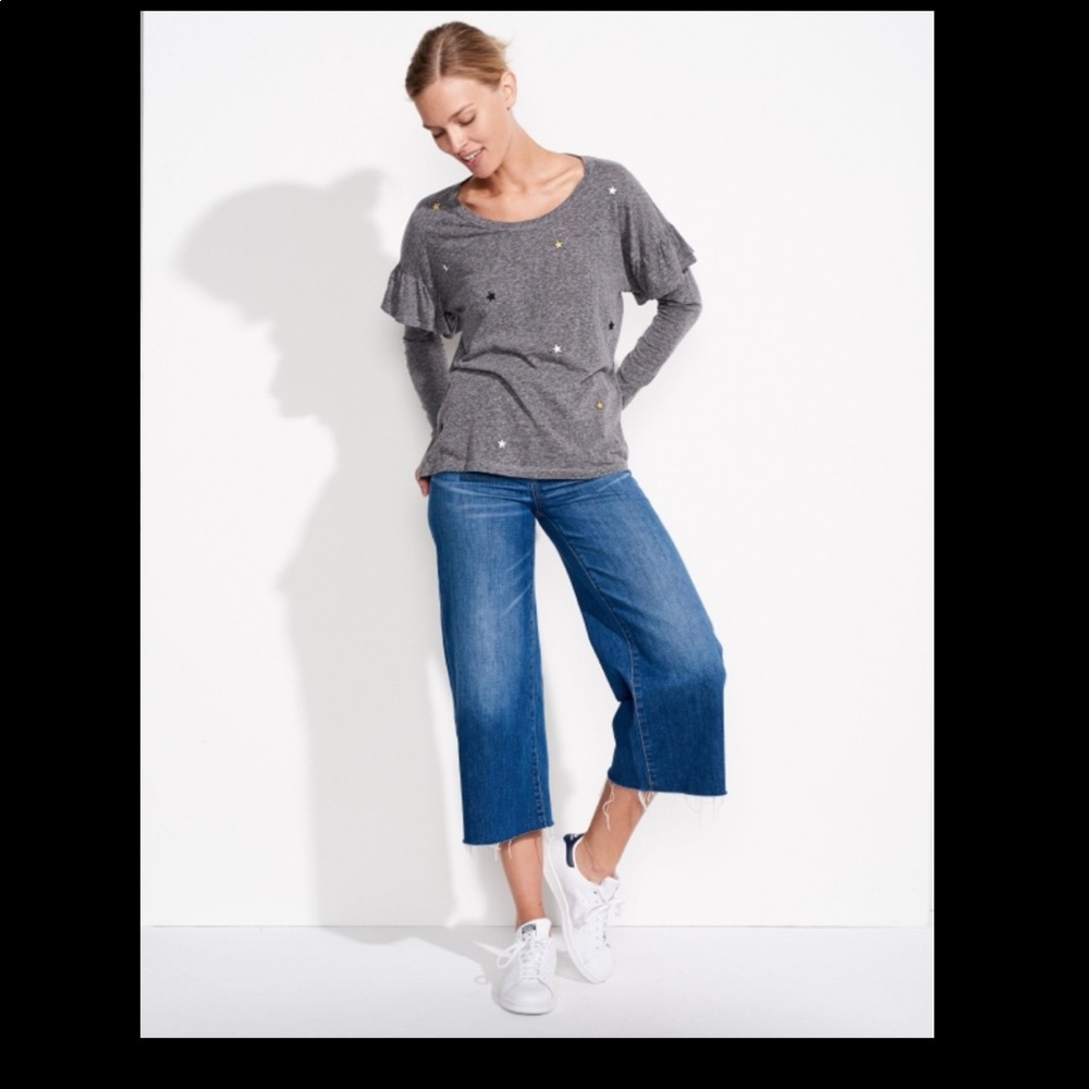 2 for $10/SUNDRY Star Patches Ruffle Long Sleeve - Picture 3 of 8